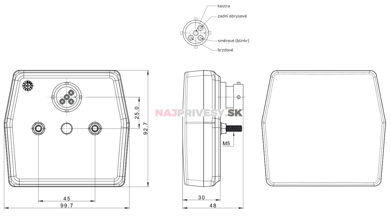 Svietidlo Fristom FT-222 združené LED 12V, L/P-BL/BR/KO, baj5
