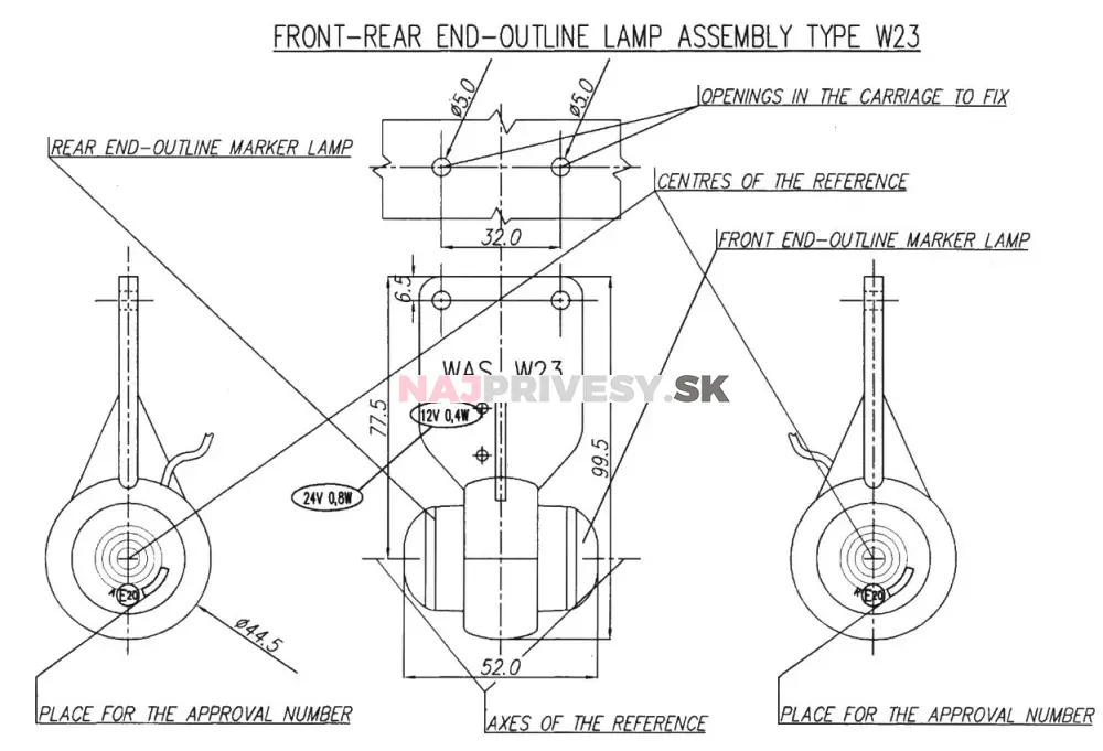 Svietidlo doplnkové obrysové LED WAS W23/125, 12-24V, závesná