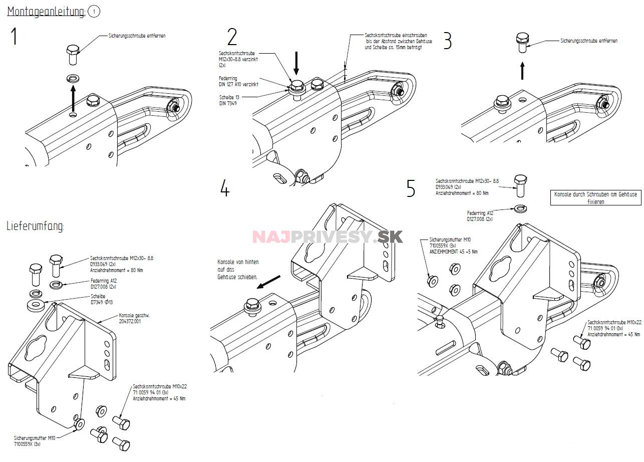 Konzola pre držiak oporného kolieska na brzdu KNOTT KF 27-30