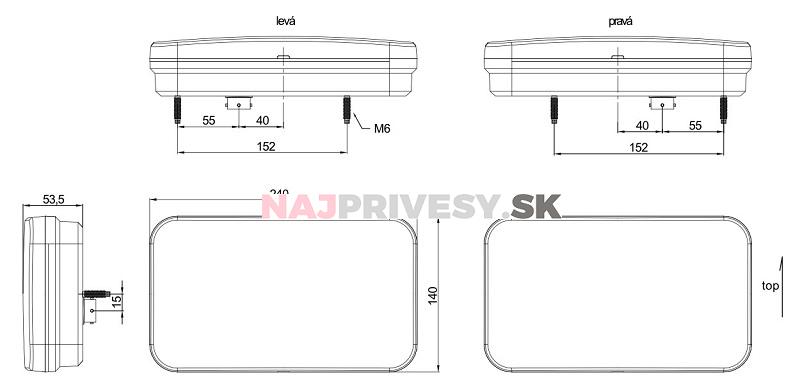 Svietidlo Fristom FT-370 sdružené LED 12-36V, L-BL/BR/KO/ML/CO, baj6