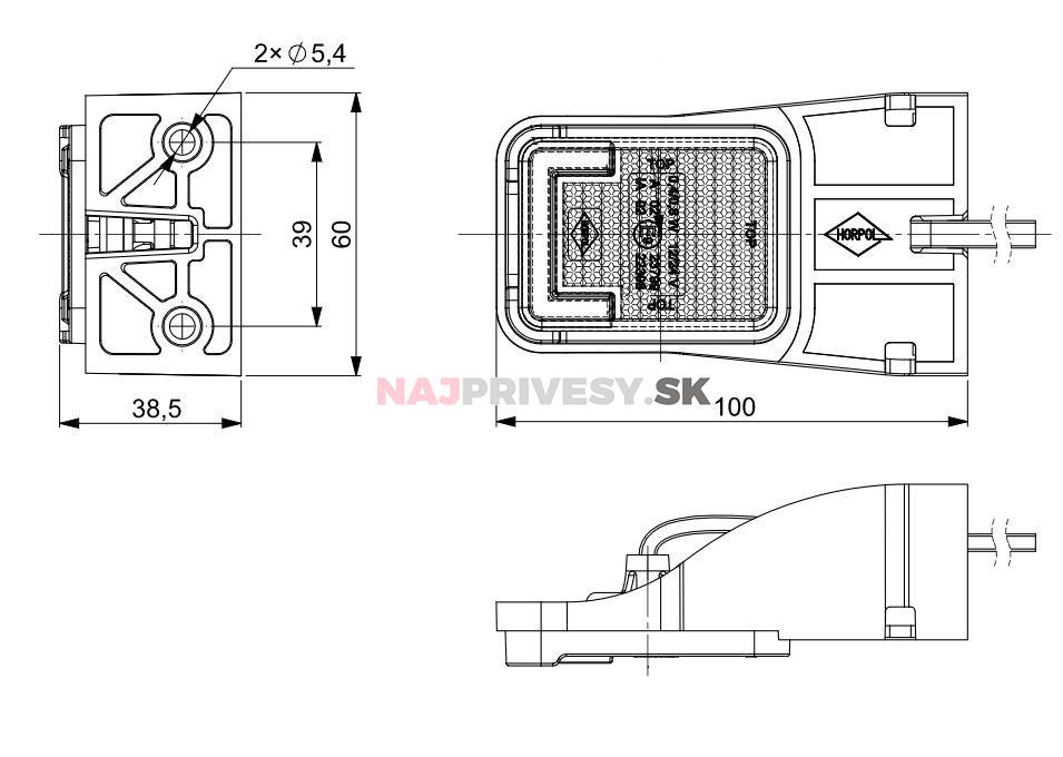 Svietidlo predné obrysové LED HORPOL LD 2732, 12-24V, na držiaku