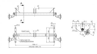 Náprava AL-KO UBR 700-5 (750 kg) a=1056 mm 100x4, (Sacher)