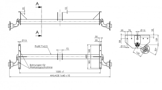 Náprava AL-KO UBR 700-5 (750 kg) a=1320 mm 100x4, (Sacher)