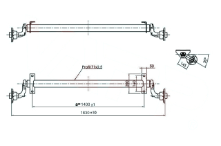 Náprava AL-KO UBR 700-5 (750 kg) a=1400 mm, 100x4 Wasser