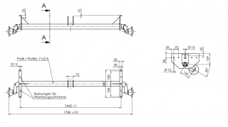 Náprava AL-KO UBR 700-5 (750 kg) a=1460 mm, 100x4, (Sacher)