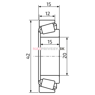 Ložisko kužeľ. do bubna KNOTT 203,2x40 vonkajšie 406144.001 42x20/h15)