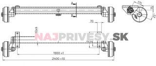Náprava AL-KO Plus B 1800-9 (1800 kg) a = 1900 mm, c = 2400 mm, 2361, 112x5