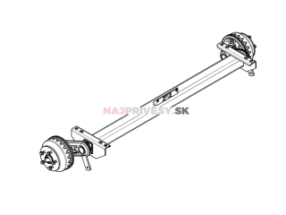 Náprava KNOTT VGB 15 (1500 kg) b = 1300 mm, c = 1750 mm, 200x50, 112x5, horný držiak lán.