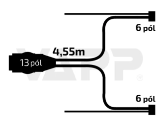 Kabeláž 4,55 m/13-pól. zástrčka, s prednými vývodmi QS150, baj6, Jokon
