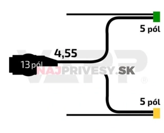 Kabeláž 4,55 m/13-pól/baj5, vývody QS75, VAPP UNI/PROFI 3, 4 Lucidity kompatibilný - DOPREDAJ