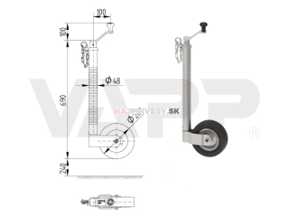 Koliesko oporné drážkované s poistkou KNOTT TK48 200x60 200 kg